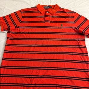 Ralph Lauren Men's Orange and Black Striped Polo Shirt